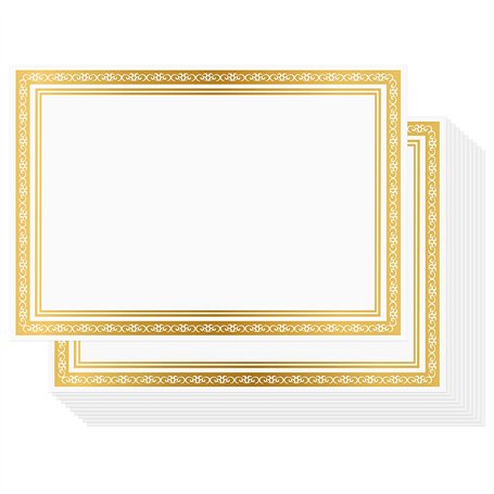 Belle Vous Papier Blanc A4 pour Diplome Personnalisé (Lot de 50) - Papier Imprimante A4 Blanc avec Bordure en Feuille d’Or - Com