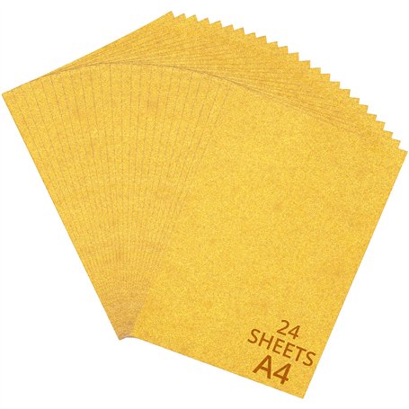 Belle Vous Lot de 24 Papier Doré Cartonné A4 250g/m² -Papier Or pour Projets de Scrapbooking et Emballage - Carton Rigide pour C