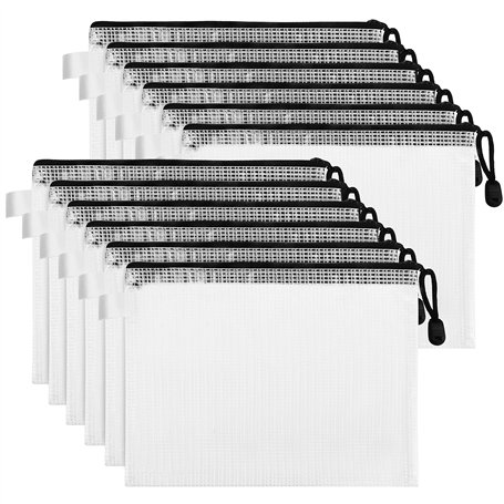Belle Vous Pochette Plastique Zip Transparentes (Lot de 12) - Pochette Zip A4 - Pochette Plastique Étanche Multi-Usages pour Voy