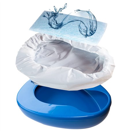 Bassin de lit urinoir très résistant avec 25 coussinets et doublures super absorbants - Pour l'hôpital ou la maison pour les per
