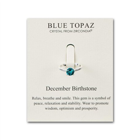Philip Jones Décembre (Topaze Bleue) Bague de Naissance réglable créée avec des Cristaux Zircondia®