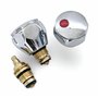Couvercles de Tête Standard Wärmer Système pour Robinets Chaud & Froid 1/2'' - Métal Plaqué Chrome avec Boutons Rouges et Bleus 