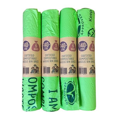 Sacs poubelle compostables 140 L – 6 rouleaux de 3 sacs