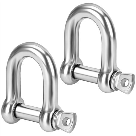 Belle Vous Manille de Levage M15 à Vis en Forme de D avec Goupilles (Lot de 2) - Manille INOX Solides - Epaisseur 1