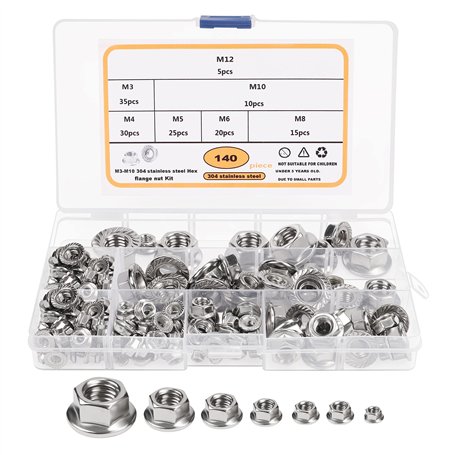 Belle Vous 140 Pièces Ecrou a Embase en Acier Inoxydable - M3