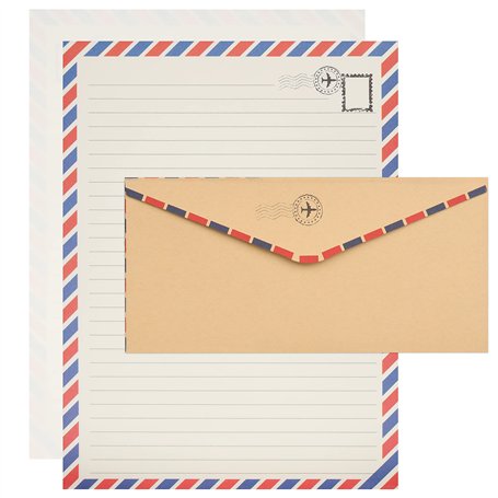 Belle Vous Papier à Lettre avec Enveloppe (Lot de 96) - 48 Feuilles et 48 Enveloppes - Papier et Enveloppe Vintage Style Voyage