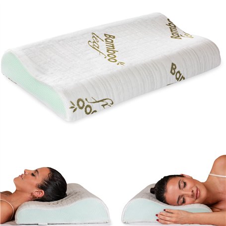 Flowen Oreiller Ergonomique Cervical Coussin Memorie Forme Orthopédique Double Vague Idéal pour Le Soutien du Cou et de la Tête