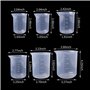 Pinsheng Lot de 6 Bécher Gradué en Plastique 50ml-500ml, Tasse à Mesurer en Silicone Verre Doseur Plastique Transparent pour Cui