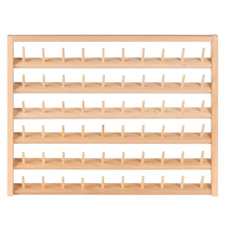 Kurtzy Support Bobine en Bois Mural 60 Bobines - Stand Organisateur avec Crochets Muraux - Debout ou Suspendu - Porte Bobine en
