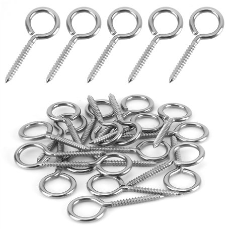 BELLE VOUS Lot de 20 Crochets à Vis en Acier Inoxydable - Vis Oeillet M4 Robuste de 5