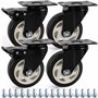Kurtzy (Lot de 4) Roulettes Pivotantes Noir - Roulette Meuble de 100 mm avec Roues en Caoutchouc