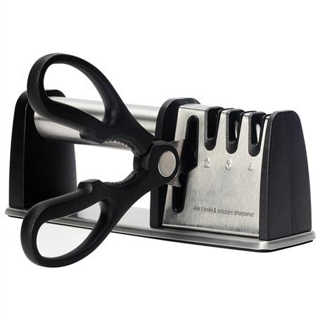 Belle Vous Aiguiseur Couteau de Cuisine Professionnel 4 en 1 - Affuteur Couteau Manuel 4 Niveaux - Diamant