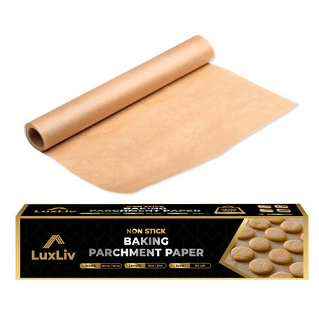 LuxLiv® Rouleau de papier sulfurisé marron non blanchi de 50 m de long pour la pâtisserie