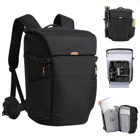 TARION Sac à Dos Photo Professionnel - Compartiment 16'' pour PC + Ouvertures Latérale/Arrière Rapides