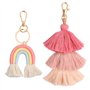 Vesaneae Lot de 2 Porte Clé Bohème arc-en-ciel avec Pompons pour Sac en Macramé