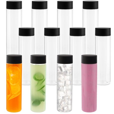 BELLE VOUS Lot de 12 de Bouteilles en Plastique Transparent avec Bouchons Étanches - 500ml - Bouteilles Réutilisables - Bouteill