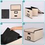 BELLE VOUS Boite de Rangement de Dossiers A4 - Couvercle et Etiquette - 31 x 37 x 25cm Boîte Tissu Pliable - Boîte à Documents D