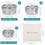 BELLE VOUS Lot de 3 Lunch Box en Acier Inoxydable avec Sac - Boite Alimentaire Inox Étanche - Collations - Fruits - Céréales - S