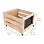 Creative Deco Caisse en Bois pour Vinyles avec Tableau Noir 46 x 36 x 29 cm (+/- 1 cm) | Bac de Rangement avec roulettes | Boîte
