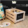 Creative Deco Caisse en Bois pour Vinyles avec Tableau Noir 46 x 36 x 29 cm (+/- 1 cm) | Bac de Rangement avec roulettes | Boîte