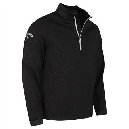 Callaway Golf Mens Hex Textured Sustainable Thermal Fleece Pull - Caviar - M