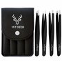 1st Deer Pince a Epiler Professionnelle pour Sourcils de Precision avec étui – Ensemble de 4 – Pincettes Acier Inoxydable pour l