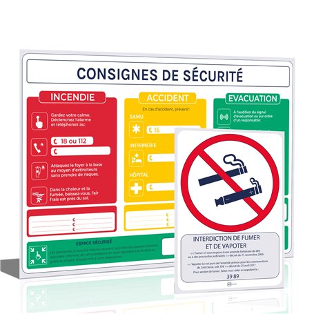 Affichage obligatoire 2025 consignes de sécurité incendie (A4)