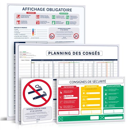 Affichage Obligatoire Entreprise 2025 – Kit Complet Conforme : consignes de Sécurité
