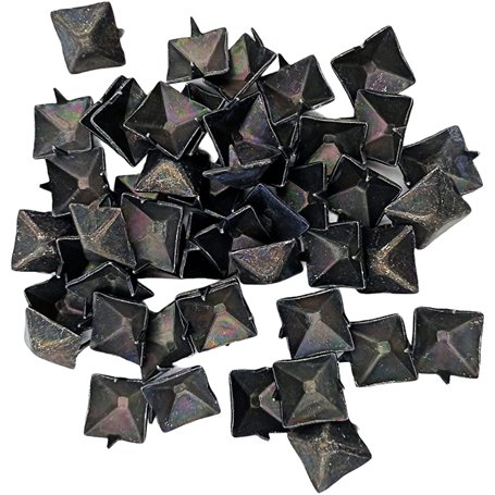 TEKLiNe 50 Clous Fer Forgé 25x25 mm avec 2 Points Fixation Clou Tapisserie Ameublement Décoration Vintage Antique Meuble