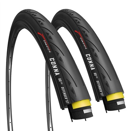 Fincci Pneu Velo Route 700с x 23с - Paire Slick Tire 23-622 avec Protection Anti-Crevaison 1mm pour Home Trainer