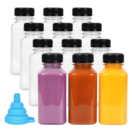 Winter Shore Petites Bouteilles Plastiques Vides 270 ml [Lot de 12] - Bouteilles Sensorielles Transparentes - Bouchon Anti-Fuite