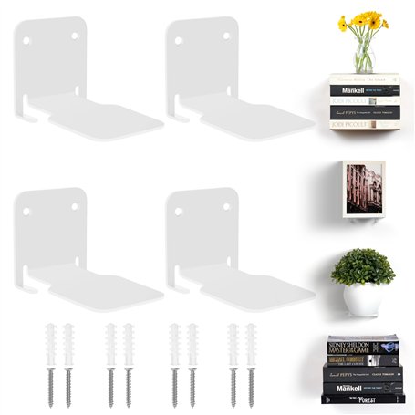 Winter Shore Etagere Murale Blanche [Lot de 4] - Etagere Murale Flottante Robuste pour Ranger la Maison