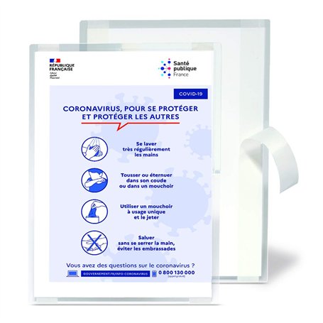 3L Fr 15051 - Lot de 10 Pochettes plastification A4 (sans machine) avec dos adhésif repositionnable pour affichage Normes