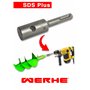 WERHE Adaptateur professionnel pour tarière adaptée à la perceuse SDS Plus Perceuse sans fil Visseuse sans fil Foreuse de pieux
