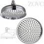 ZOVO Pomme de Douche Fixe Retro 8" / 20 cm, Ronde, Pluie. Jets Anti-Calcaire 140 pcs. Finition Chromée, Corps en Laiton Massif. 