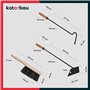 KOTARBAU® Lot de 5 ustensiles de cheminée avec tisonnier - Balai - Manche en bois - Accessoire de cheminée - Métal revêtu par pu