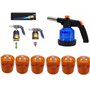 SMH LINE® Brûleur à gaz avec 6 cartouches perçables de 190 g - Chalumeau à souder - Allume-gaz Bunsen - Embout brûleur à gaz ave