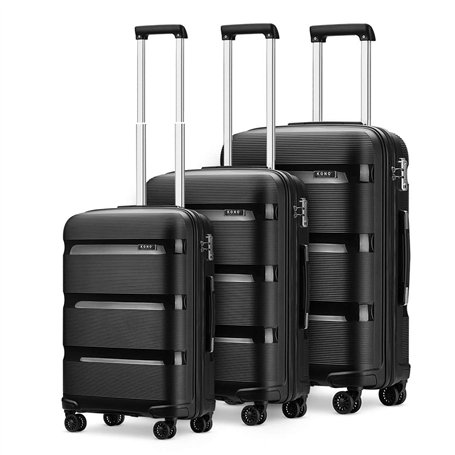 Kono Set de 3 Pièces Valise de Voyage Rigide Valise Soute Avion en Polypropylène Légere Ensembles de Bagages 55/65/76cm à 4 roul