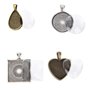 Ensemble Cabochons,24 Pack Plateaux Supports Pendentif Rond avec Cabochons en Verre 24 Pack Transparent Dome pour Fabrication de