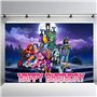 SYTTNUM Dessin Animé Photographie Fond, Monster Fond De Photographie Animé,Fond Photo Happy Birthday Banner (150 × 100cm)