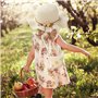 Chapeau De Soleil Et Sac en Tricot De Paille 3 Pièces,Lunette De Soleil,Chapeau Paille Enfant 3-8 Ans avec Décoration Florale po