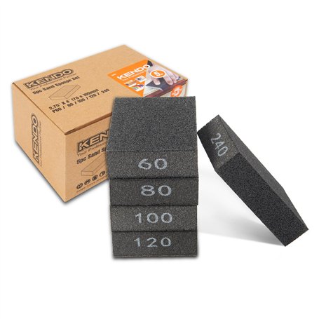 KENDO Lot de 5 éponges abrasives fines pour bois
