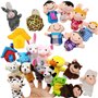 JZK 24 Ensemble de Marionnettes à Doigts Famille Peluche Animaux Jouets à Doigts Remplisseurs de Sac de Fête Finger Marionnettes