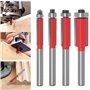 Baorder 6mm Tige Affleurante Garniture Routeur Bits Haut Roulement Routeur Bit Travail du bois Fraise Outil 4 Pièces Ensemble