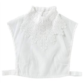 JOYKK Femmes Fille Chemisier Faux Volants Col Montant Au Crochet Floral Dentelle Applique Décor De Couleur Unie Détachable Dames