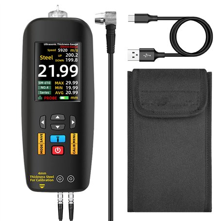 BSIDE Jauge d'épaisseur à ultrasons rechargeable de 1 à 300 mm avec écran LCD couleur 7