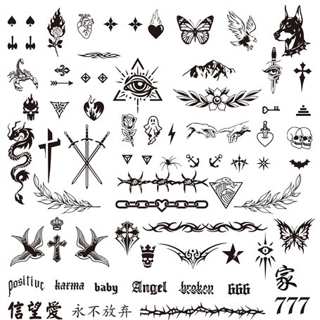 BETESSIN 3Pcs Tatouages Éphémères Faux Tatouage Tatouages Temporaire Tatoo 19