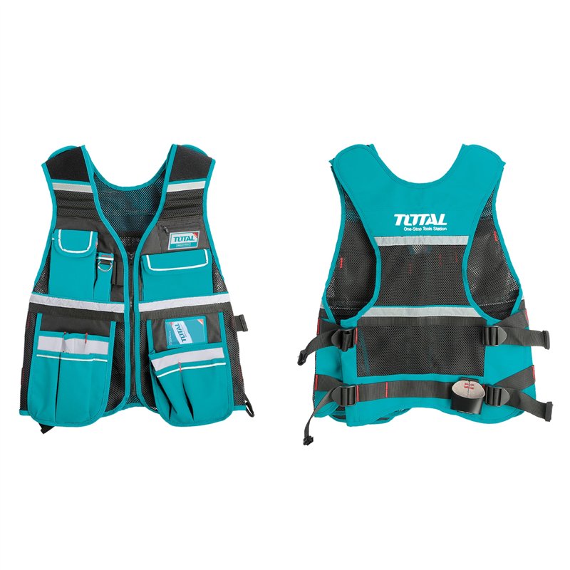 Gilet à Outils Multi-Poches Réfléchissant – Gilet De Travail Bleu Léger & Confortable, Idéal Chantier, Pêche, Bricolage, Haute Visibilité