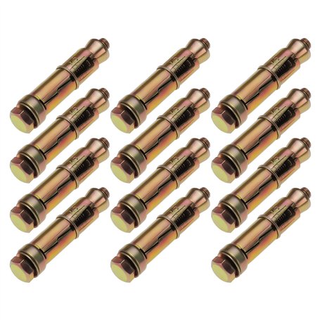 Be In Your Mind Lot de 12 Boulons d'expansion Trois Parties M6 X 50 Mm - Ancrage Bouclier - Ancrage Robuste Zinc Plaqué 12 Mm Di