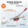 HOMIZEN Palan manuel 2 tonnes 2000 kg 2 m Câble métallique Ø 4,0 mm 2 crochets Treuil manuel Palan à cliquet